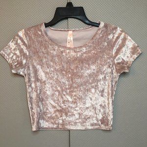 Luna Chix Women's Crop Top Velvet Blush Pink Size XS